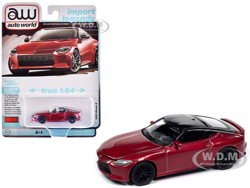 2023 Nissan Z Passion Red Metallic with Black Top Import Legends Series 1/64 Diecast Model Car Auto World 64442-AWSP168A