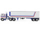 Peterbilt 352 COE 86 Sleeper and 40 Vintage Refrigerated Trailer White with Blue and Red Stripes Bicentennial Patriot 1/64 Diecast Model DCP/First Gear 69-1920