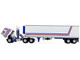 Peterbilt 352 COE 86 Sleeper and 40 Vintage Refrigerated Trailer White with Blue and Red Stripes Bicentennial Patriot 1/64 Diecast Model DCP/First Gear 69-1920