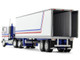 Peterbilt 352 COE 86 Sleeper and 40 Vintage Refrigerated Trailer White with Blue and Red Stripes Bicentennial Patriot 1/64 Diecast Model DCP/First Gear 69-1920