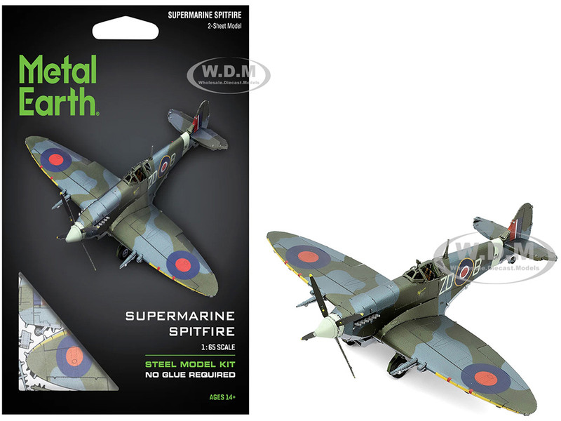 Model Kit Supermarine Spitfire Fighter Aircraft British Royal Air Force Moderate Difficulty Steel Model Metal Earth ME1005