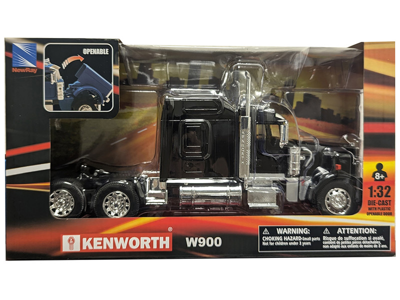 Kenworth W900 Truck Tractor Black 1/32 Diecast Model New Ray SS-53063