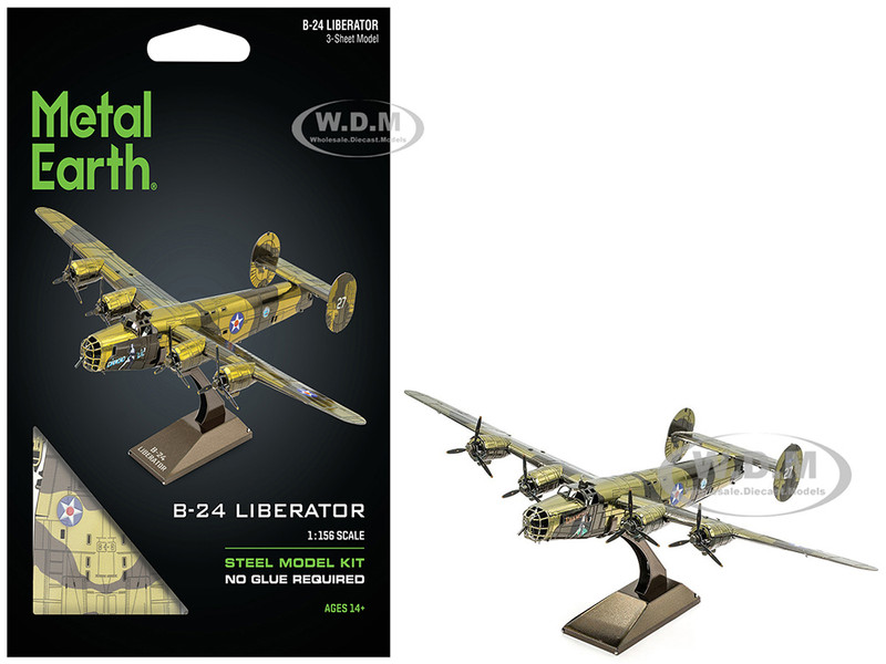 Model Kit Consolidated B 24 Liberator Bomber Aircraft Diamond Lil United States Army Air Forces Challenging Difficulty Steel Model Metal Earth MMS179