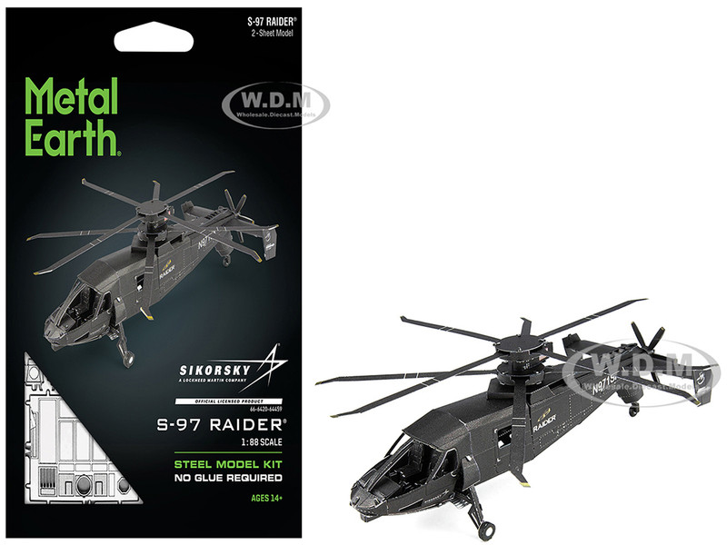 Model Kit Sikorsky S 97 Raider Attack Helicopter United States Army Challenging Difficulty Steel Model Metal Earth MMS460
