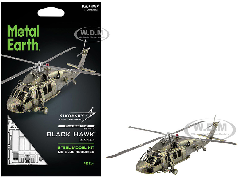 Model Kit Sikorsky Black Hawk Helicopter United States Army Moderate Difficulty Steel Model Metal Earth MMS461