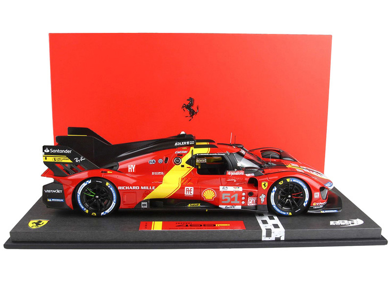 Ferrari 499P #51 James Calado Antonio Giovinazzi Alessandro Pier Guidi Ferrari AF Corse Hypercar Winner 24 Hours of Le Mans 2023 with DISPLAY CASE Limited Edition to 749 pieces Worldwide 1/18 Model Car BBR P18239