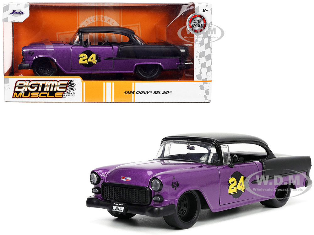 1955 Chevrolet Bel Air #24 Purple Metallic and Matt Black 