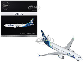 Boeing 737 MAX 8 Commercial Aircraft Alaska Airlines N801AK White with Blue Tail Gemini 200 Series 1/200 Diecast Model Airplane GeminiJets G2ASA1317