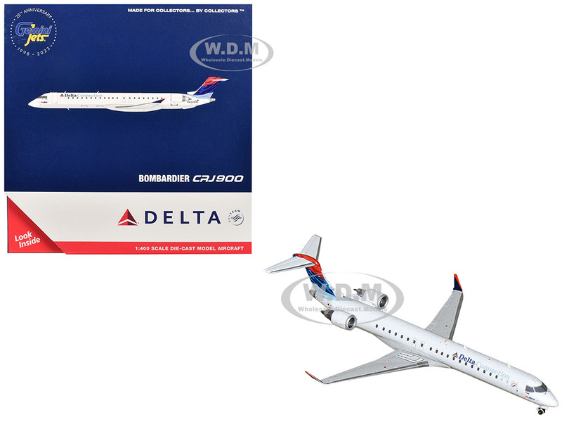 Bombardier CRJ900 Commercial Aircraft Delta Connection SkyWest Airlines N806SK White with Blue and Red Tail 1/400 Diecast Model Airplane GeminiJets GJ2253
