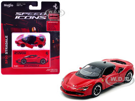 Ferrari SF90 Stradale Red with Black Top Speed Icons Series 1/64 Diecast Model Car Maisto 15700-24D-RD