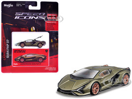 Lamborghini Sian FKP 37 Green Metallic Speed Icons Series 1/64 Diecast Model Car Maisto 15700-24F-GRN