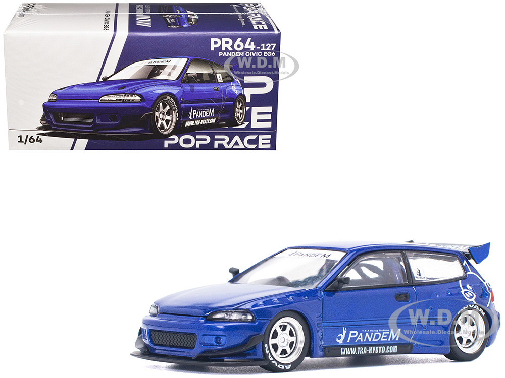 Pandem Civic EG6 RHD (Right Hand Drive) Blue Metallic 1/64 Diecast