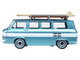 1961 Chevrolet Corvair Greenbrier Passenger Wagon Van Turquoise Metallic and Cameo White with Surfboards on Roof 1/87 (HO) Scale Diecast Model Car Oxford Diecast 87CG61001