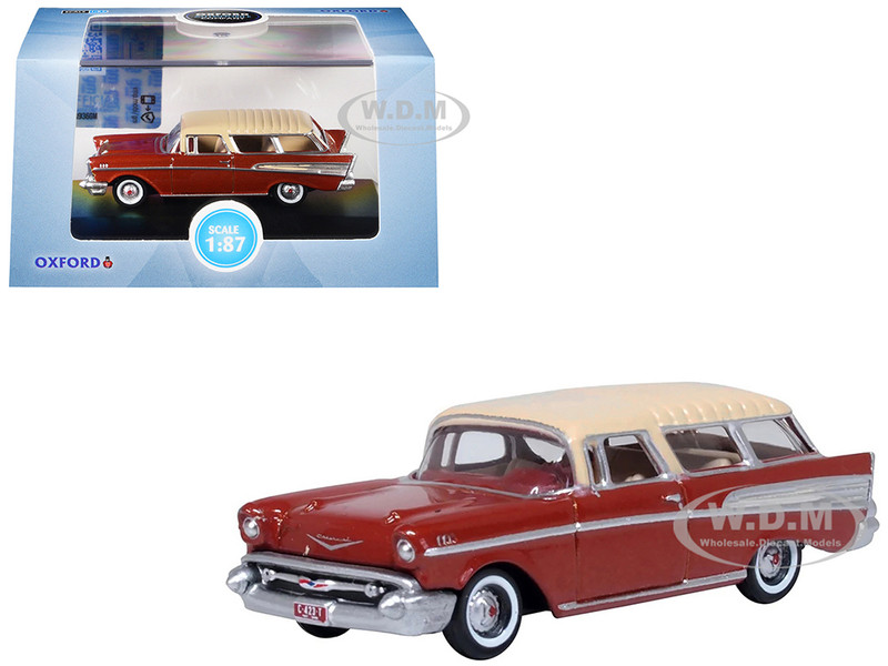 1957 Chevrolet Nomad Adobe Beige with Sierra Gold Top 1/87 (HO) Scale Diecast Model Car Oxford Diecast 87CN57008