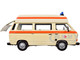 Volkswagen Type 2 T3 High Roof Ambulance Cream with Orange Stripes 1/24 Diecast Model Car Motormax 79595