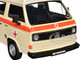 Volkswagen Type 2 T3 High Roof Ambulance Cream with Orange Stripes 1/24 Diecast Model Car Motormax 79595