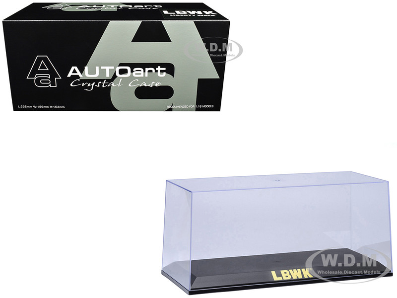 Collectible Display Show Case with Black Plastic Base and Gold LBWK Logo for 1/18-1/24 Scale Model Cars Autoart 90038
