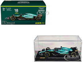 Aston Martin AMR23 #18 Lance Stroll Cognizant Aramco F1 Team Formula One F1 World Championship 2023 with Display Case Race Series 1/43 Diecast Model Car Bburago 38091LS