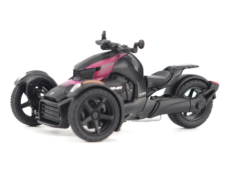 Can Am Ryker 3 Wheel Motorcycle Pink Punk and Black with Driver Figure 1/32 Diecast Model BRP Models 60012