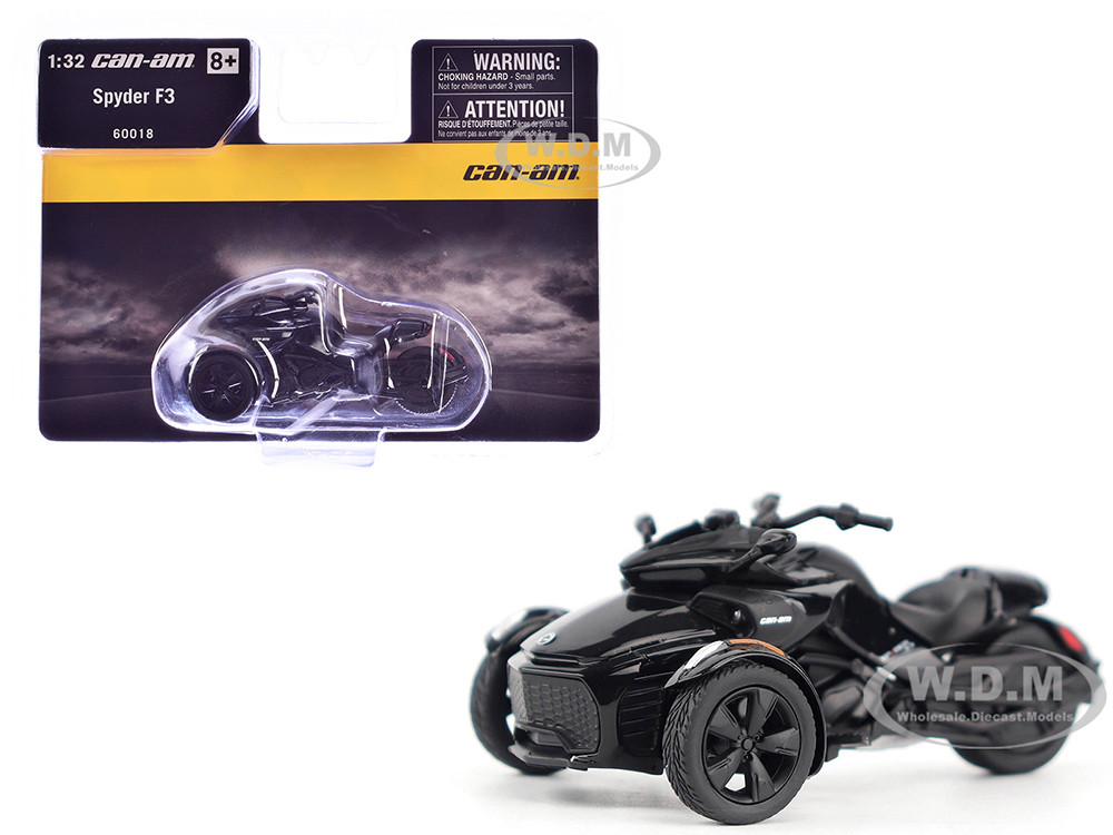 Can-Am Spyder F3 3-Wheel Motorcycle Steel Black Metallic 1/32