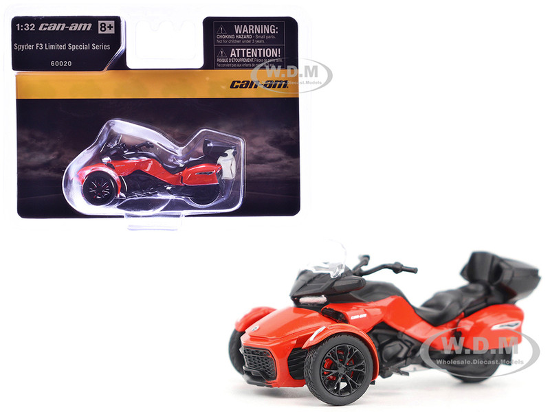 Can Am Spyder F3 Limited Special Series 3 Wheel Motorcycle Viper Red 1/32 Diecast Model BRP Models 60020