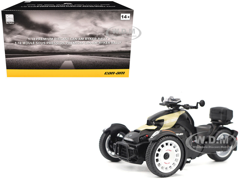 Can Am Ryker Rally 3 Wheel Motorcycle Sand Storm and Black 1/12 Diecast Model BRP Models 68001