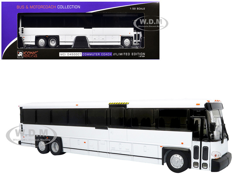 MCI D4500CT Commuter Coach Bus Blank White The Bus & Motorcoach Collection Limited Edition to 504 pieces Worldwide 1/50 Plastic Model Iconic Replicas 50-0542