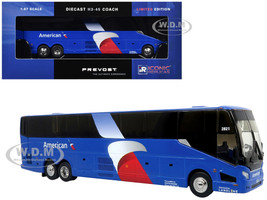 Prevost H3 45 Coach Bus American Airlines Landline Blue with Graphics Limited Edition 1/87 (HO) Diecast Model Iconic Replicas 87-0449