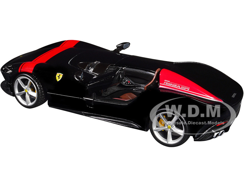 FERRARI MONZA SP1 BLACK W/RED STRIPES 1/24 DIECAST MODEL CAR BY