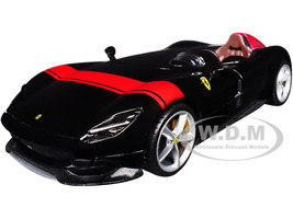 Ferrari Monza SP1 Black Metallic with Red Stripes Race & Play Series 1/24 Diecast Model Car Bburago 26027bkr