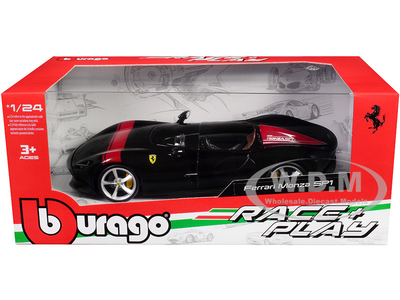 Ferrari Monza SP1 Black Metallic with Red Stripes 