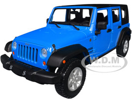 2015 Jeep Wrangler Unlimited Blue with Black Top SE Trucks Series 1/24 Diecast Model Car Maisto 31268bl