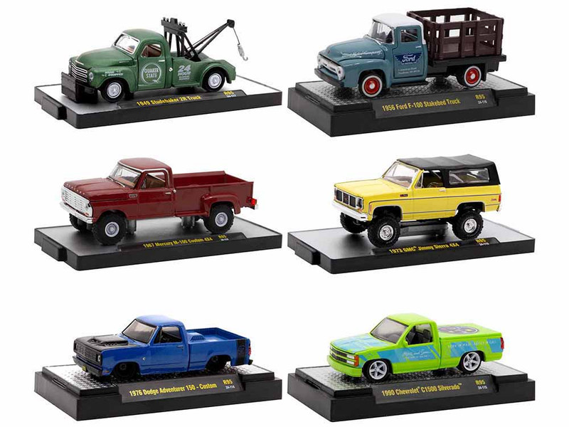 Auto Thentics 6 piece Set Release 95 IN DISPLAY CASES Limited Edition 1/64 Diecast Model Cars M2 Machines 32500-95