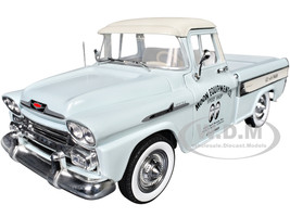 1958 Chevrolet Apache Cameo Pickup Truck Mooneyes Light Gray with White Top Limited Edition to 6650 pieces Worldwide 1/24 Diecast Model Car M2 Machines 40300-125A