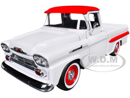 1958 Chevrolet Apache Fleetside Pickup Truck White with Red Top Timeless Legends Series 1/24 Diecast Model Car Motormax 79311wr