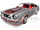 1978 Ford Mustang II King Cobra Silver Metallic with Red and Black Hood Stripes 1/18 Diecast Model Car Greenlight 13670