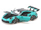 2024 Porsche 911 GT3 RS Green with Carbon Top and Hood Stripes Limited Edition to 400 pieces Worldwide 1/18 Diecast Model Car Minichamps MC110062026