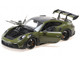 2024 Porsche 911 GT3 RS Nato Olive with Carbon Top and Hood Stripes Limited Edition to 400 pieces Worldwide 1/18 Diecast Model Car Minichamps MC110062027