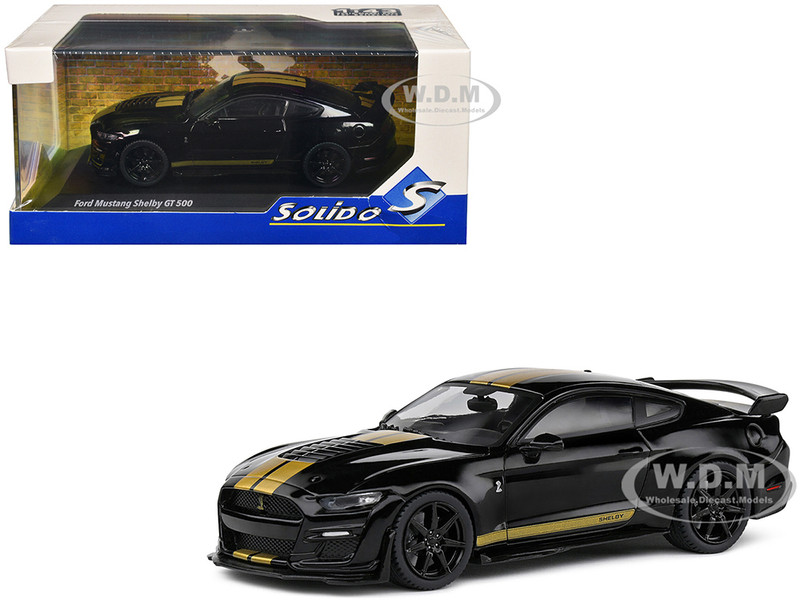 2020 Shelby Mustang GT500 Black with Gold Stripes 1/43 Diecast Model Car Solido S4311506