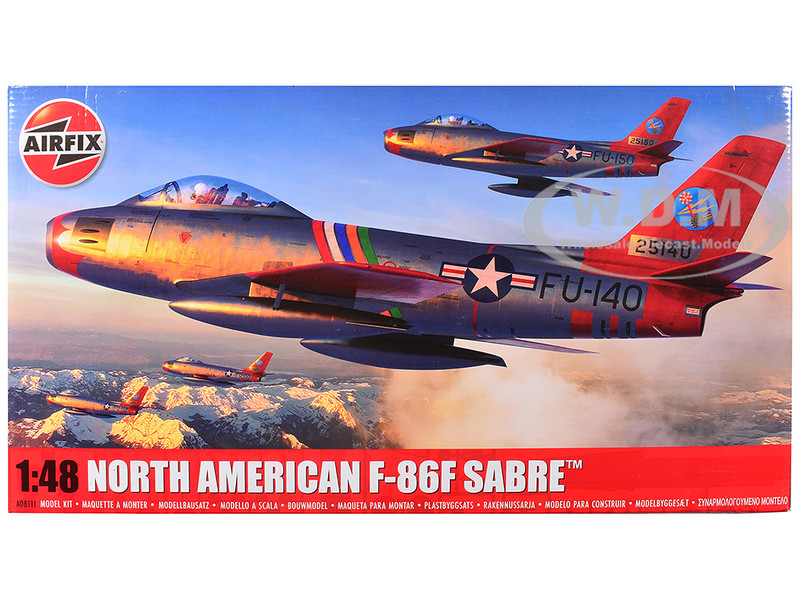 Level 2 Model Kit North American F 86F Sabre Aircraft with 2 Scheme Options 1/48 Plastic Model Kit Airfix A08111