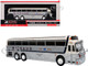 1969 Eagle Model 05 Coach Bus Michaud Bus Lines Yankee Traveler White and Silver with Black Stripes Limited Edition to 504 pieces Worldwide 1/87 (HO) Diecast Model Iconic Replicas 87-0548