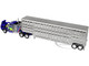 White Western Star 4900 with 36 Vintage Flat Top Sleeper and Wilson 45 Vintage Livestock Trailer Blue with Stripes 1/64 Diecast Model DCP/First Gear 60-1944