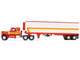 White Western Star 4900 with 36 Vintage Flat Top Sleeper and Wilson 40 Vintage Refridgerated Trailer Red and White with Stripes 1/64 Diecast Model DCP/First Gear 60-1945