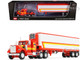 White Western Star 4900 with 36 Vintage Flat Top Sleeper and Wilson 40 Vintage Refridgerated Trailer Red and White with Stripes 1/64 Diecast Model DCP/First Gear 60-1945