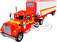 White Western Star 4900 with 36 Vintage Flat Top Sleeper and Wilson 40 Vintage Refridgerated Trailer Red and White with Stripes 1/64 Diecast Model DCP/First Gear 60-1945