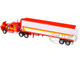 White Western Star 4900 with 36 Vintage Flat Top Sleeper and Wilson 40 Vintage Refridgerated Trailer Red and White with Stripes 1/64 Diecast Model DCP/First Gear 60-1945