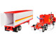 White Western Star 4900 with 36 Vintage Flat Top Sleeper and Wilson 40 Vintage Refridgerated Trailer Red and White with Stripes 1/64 Diecast Model DCP/First Gear 60-1945