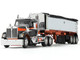 Kenworth W990 Day Cab and MAC Coal End Dump Trailer Black with Orange Graphics 1/64 Diecast Model DCP/First Gear 60-2008