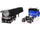 Kenworth W990 76 Mid Roof Sleeper and MAC Half Round End Dump Trailer Blue and Black 1/64 Diecast Model DCP/First Gear 60-2009