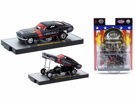 1969 Ford Mustang NHRA Funny Car Black Metallic with Red Stripes and Graphics Limited Edition to 3762 pieces Worldwide 1/64 Diecast Model Car M2 Machines 31500-HS51